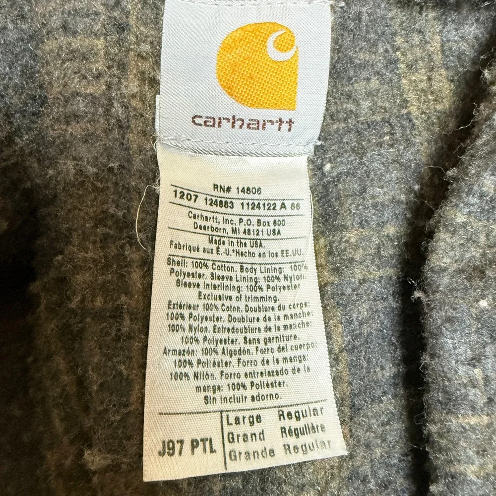 Vintage Carhartt Detroit Jacket Men L J97 PTL Petrol Grey Blanket Lined USA Y2K